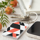 Rot-schwarz, modern, trendig, geometrisch, urbane schlüsselanhänger (Vorderseite rechts)