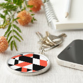 Rot-schwarz, modern, trendig, geometrisch, urbane  schlüsselanhänger (Seite)