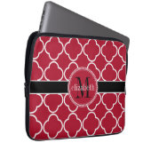 Rot | Schwarz | Monogram, White Quatrefoil Closed Laptopschutzhülle (Vorne Rechts)