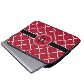 Rot | Schwarz | Monogram, White Quatrefoil Closed Laptopschutzhülle (Vorne Knopf)