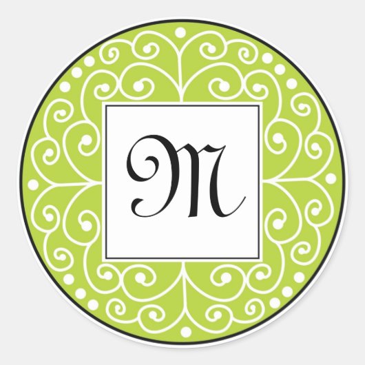 Rot-Schwarz-Monogramm-Aufkleber Runder Aufkleber (Vorderseite)