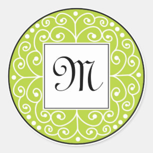 Rot-Schwarz-Monogramm-Aufkleber Runder Aufkleber