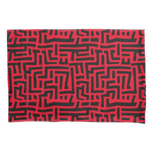 Rot-Schwarz-Motiv   Geometrisches Labyrinth-Muster Kissenbezug