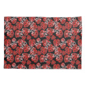 Rot-Schwarz-Muster - Geckos und Blätter Kissenbezug (Rückseite)