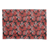 Rot-Schwarz-Muster - Geckos und Blätter Kissenbezug (Vorderseite)