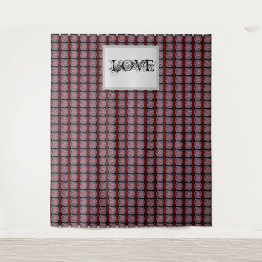 ROT, SCHWARZ, PINK, NIEDLICH MODERN WANDTEPPICH (Vorderseite)