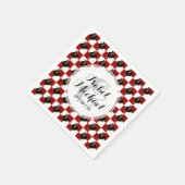 Rot-Schwarz-Rooster-Hühnermuster Serviette (Ecke)