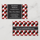 Rot-Schwarz-Rooster-Hühnermuster Visitenkarte (Vorne/Hinten)