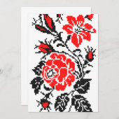 Rot/Schwarz Rose Kreuzstich Russisches Muster (Vorne/Hinten)