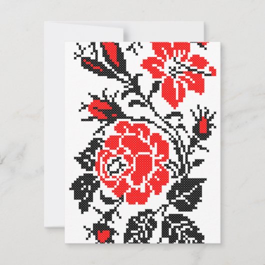 Rot/Schwarz Rose Kreuzstich Russisches Muster (Vorderseite)