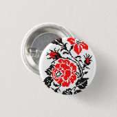 Rot/Schwarz Rose Kreuzstich Russisches Muster Button (Vorne & Hinten)