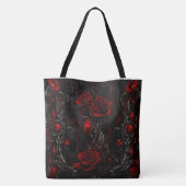 Rot & Schwarz Rosen Design Tasche (Rückseite)