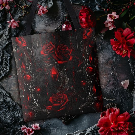 Rot & Schwarz Rosen Design Tasche
