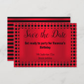 ROT SCHWARZ SAVE THE DATE GEMUSTERT ANKÜNDIGUNG (Vorne/Hinten)