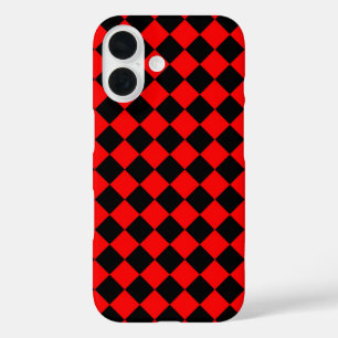 Rot-Schwarz-Schachbrett-Diamantmuster iPhone 16 Hülle
