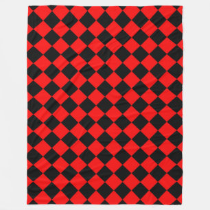 Rot-Schwarz-Schachbrett-Diamantmuster Fleecedecke