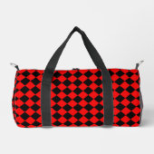 Rot-Schwarz-Schachbrett-Diamantmuster Klein Duffle Bag (Vorderseite)