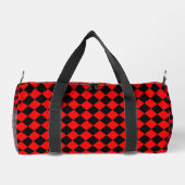 Rot-Schwarz-Schachbrett-Diamantmuster Klein Duffle Bag (Rückseite)