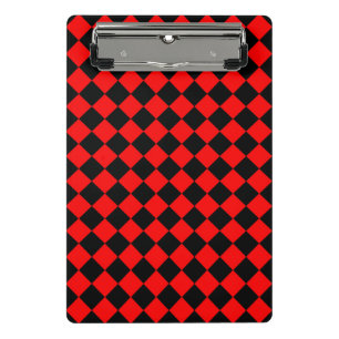 Rot-Schwarz-Schachbrett-Diamantmuster  Mini Klemmbrett