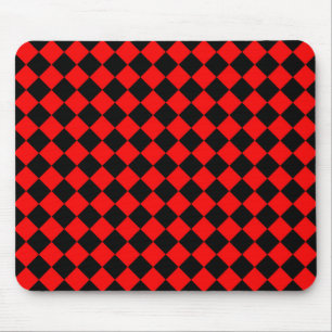Rot-Schwarz-Schachbrett-Diamantmuster Mousepad