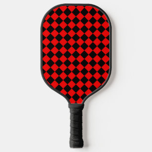 Rot-Schwarz-Schachbrett-Diamantmuster Pickleball Schläger