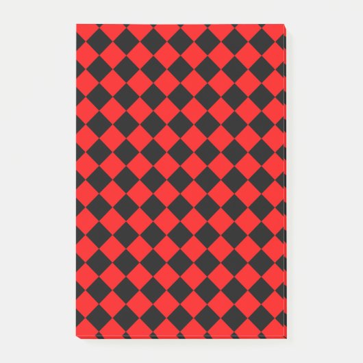 Rot-Schwarz-Schachbrett-Diamantmuster Post-it Klebezettel (Vorderseite)