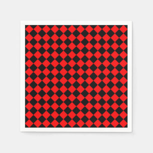 Rot-Schwarz-Schachbrett-Diamantmuster Serviette