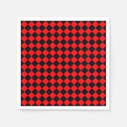 Rot-Schwarz-Schachbrett-Diamantmuster Serviette (Vorderseite)
