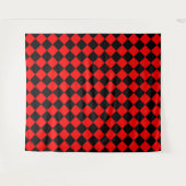 Rot-Schwarz-Schachbrett-Diamantmuster Wandteppich (Vorderseite (Horizontal))