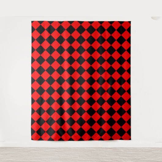 Rot-Schwarz-Schachbrett-Diamantmuster Wandteppich (Vorderseite)