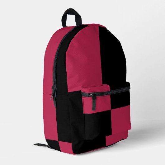 Rot-Schwarz-Schachbrettmuster Bedruckter Rucksack (Rückseitige Ecke links)
