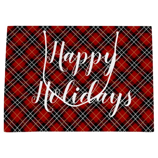 Rot-Schwarz-Schottischer Tartan Kariert Große Geschenktüte (Vorderseite)