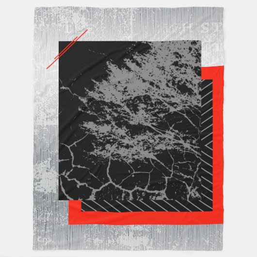 Rot, schwarz, schwarz und grau gestreift fleecedecke (Vorderseite)