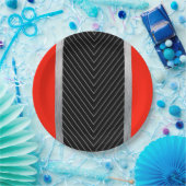 Rot, Schwarz, Schwarz und Weiß Pappteller (Party)