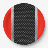 Rot, Schwarz, Schwarz und Weiß Pappteller (Vorderseite)