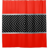 Rot, Schwarz, Silber und Weiß Duschvorhang (Vorderseite)