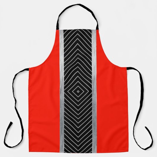 Rot, Schwarz, Silber und Weiß Schürze (Vorderseite)