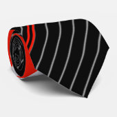 Rot, Schwarz, Silberstreifen Neck Tie Krawatte (Gerollt)