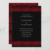 Rot-Schwarz-Spitzen-Gotische Hochzeitseinladung Einladung (Vorne/Hinten)