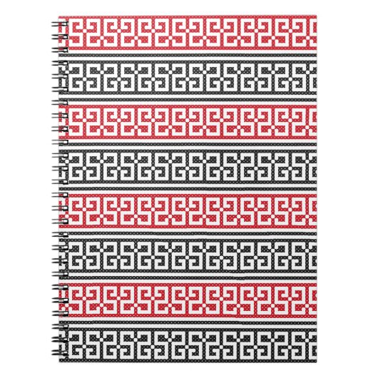 Rot-Schwarz-Stich-Muster Notizblock (Vorderseite)