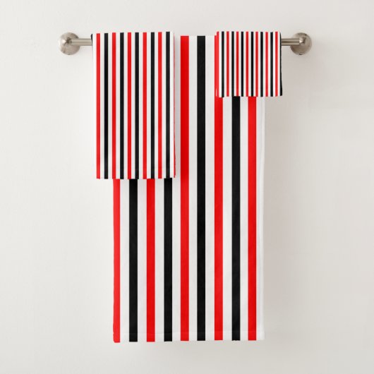 Rot-Schwarz-Streifendesign Badhandtuch Set (Insitu)