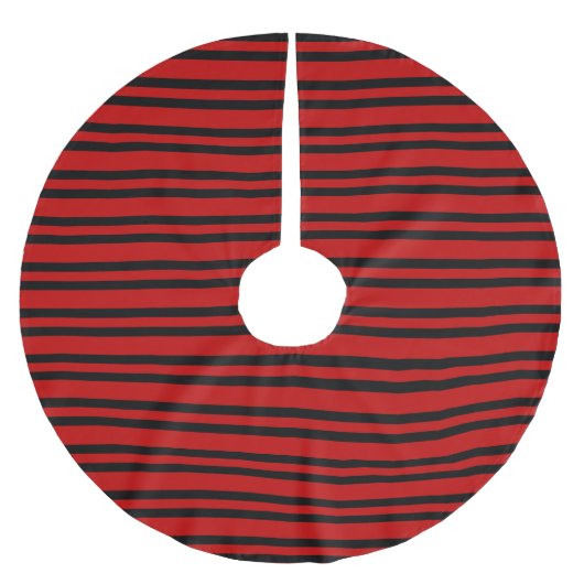 Rot-Schwarz-Streifenmuster Polyester Weihnachtsbaumdecke (Vorderseite)
