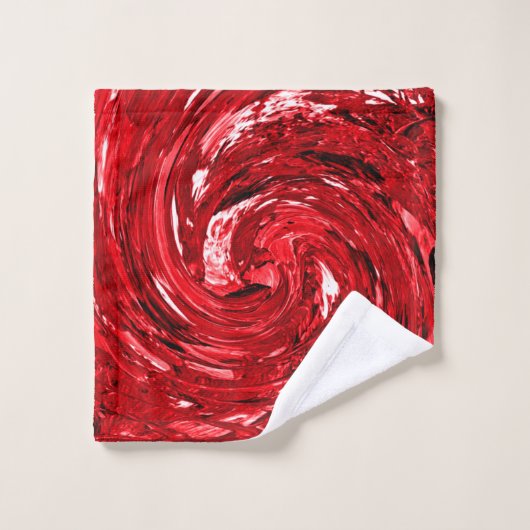 Rot-Schwarz-Swirt-Design Badhandtuch Set (Waschlappen)