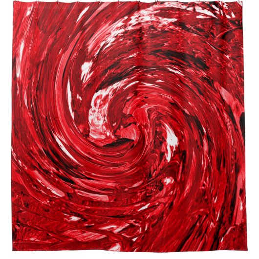 Rot-Schwarz-Swirt-Design Duschvorhang (Vorderseite)