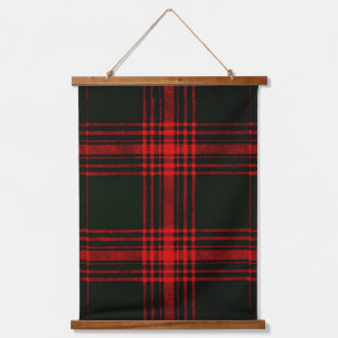 Rot-Schwarz-Tartan-Muster Wandteppich Mit Holzrahmen