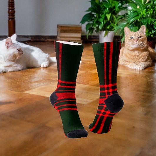 Rot-Schwarz-Tartan-Mustersocken Socken