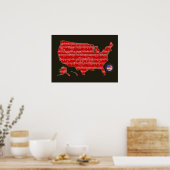 Rot/Schwarz u.s.a. Notenkarte Poster (Küche)