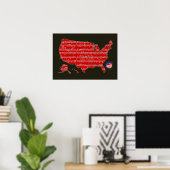 Rot/Schwarz u.s.a. Notenkarte Poster (Heimbüro)