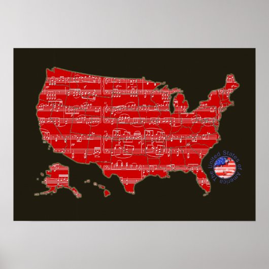 Rot/Schwarz u.s.a. Notenkarte Poster (Vorne)