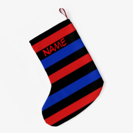 Rot, Schwarz und Blau Streifen Weihnachten Strumpf Kleiner Weihnachtsstrumpf